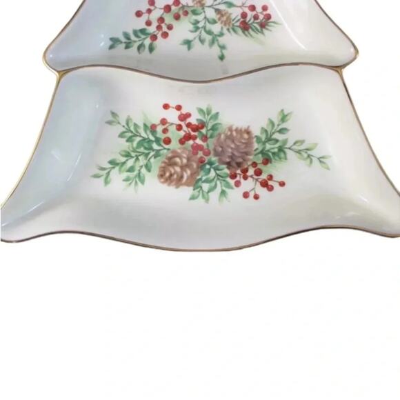Lenox China WILLIAMSBURG BOXWOOD & PINE Large Tree-Shaped Dish Great Condition - Picture 2 of 6